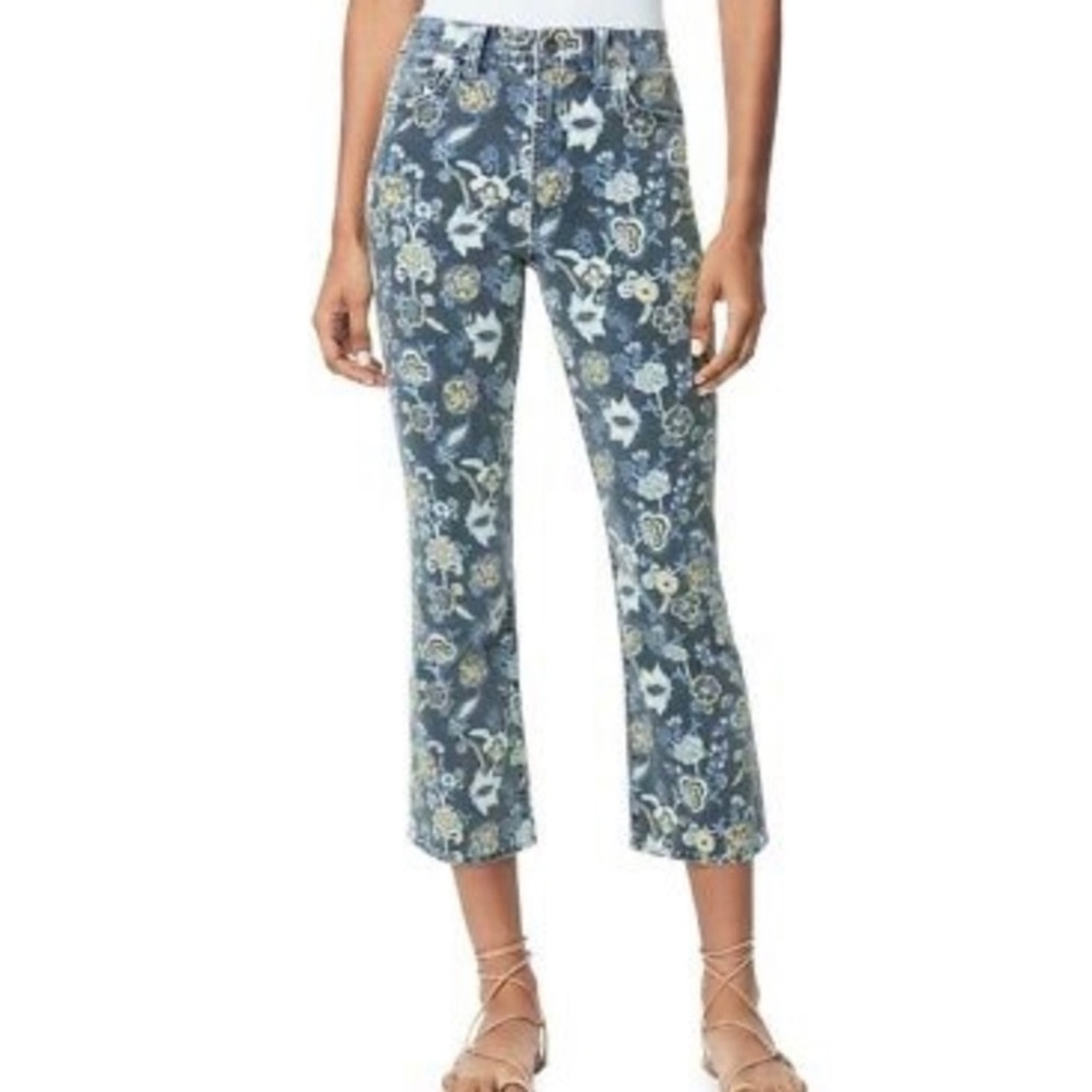 Joe’s Jeans Callie High-Rise Cropped Bootcut Gray Blue Verona Print Jean